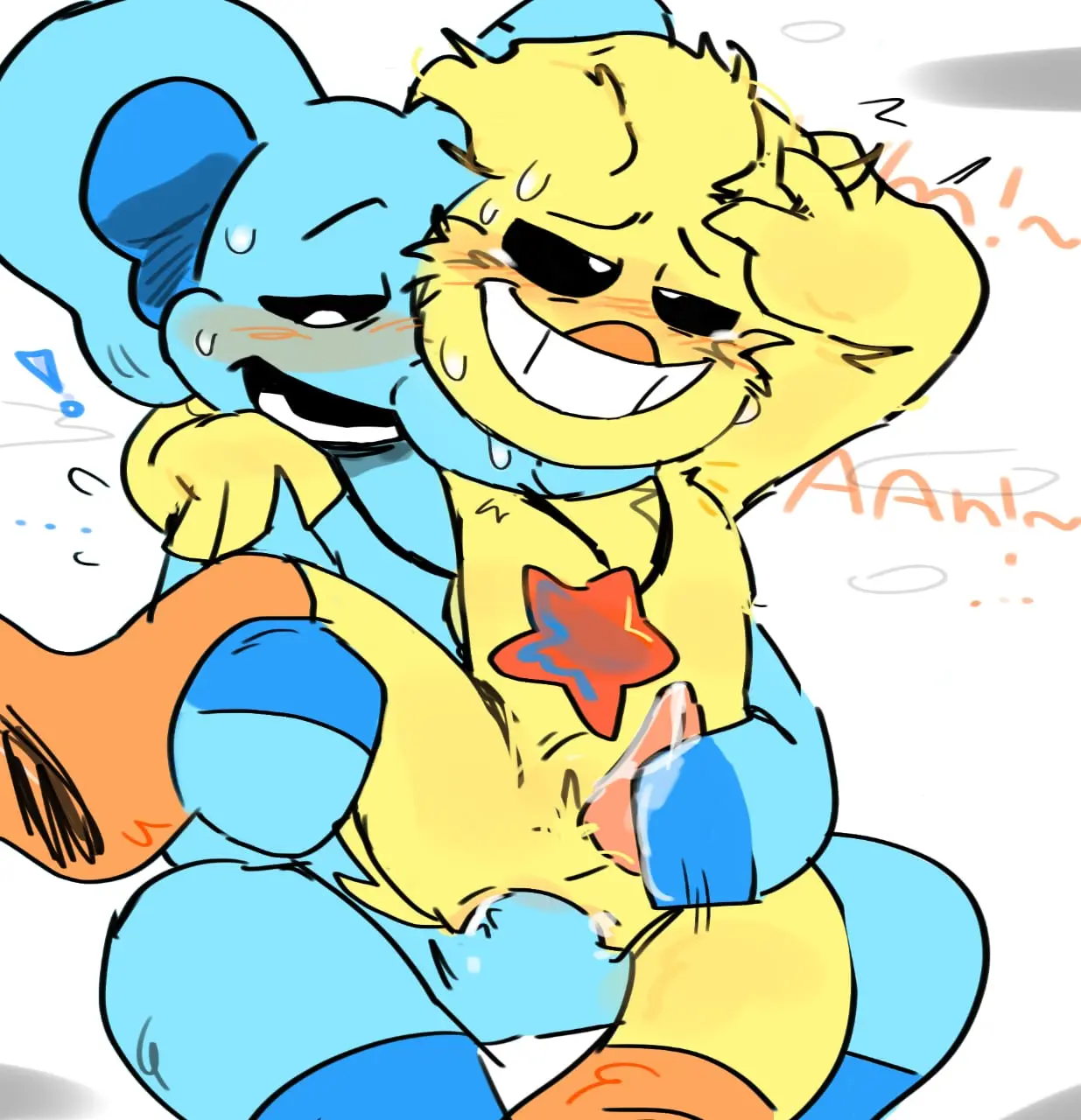 Image cum,male,penis,sex,duo,pleasure_face,pleasured,male/male,male_only,anthro,tagme,gay_sex,genital_fluids,genitals,yellow_body,yellow_fur,blue_body,furry_only,anthro_only,no_humans,yellow_skin,cyan_skin,anthro_on_anthro,chicken,gallus_(genus),critters_(poppy_playtime),poppy_playtime,poppy_playtime_(chapter_3),smiling_critters,gallus,kickinchicken,kickinchicken_(poppy_playtime),elephant,trunk_(anatomy),bubba_bubbaphant,cyan_body,cyan_fur,trunk,hay,dnlee334