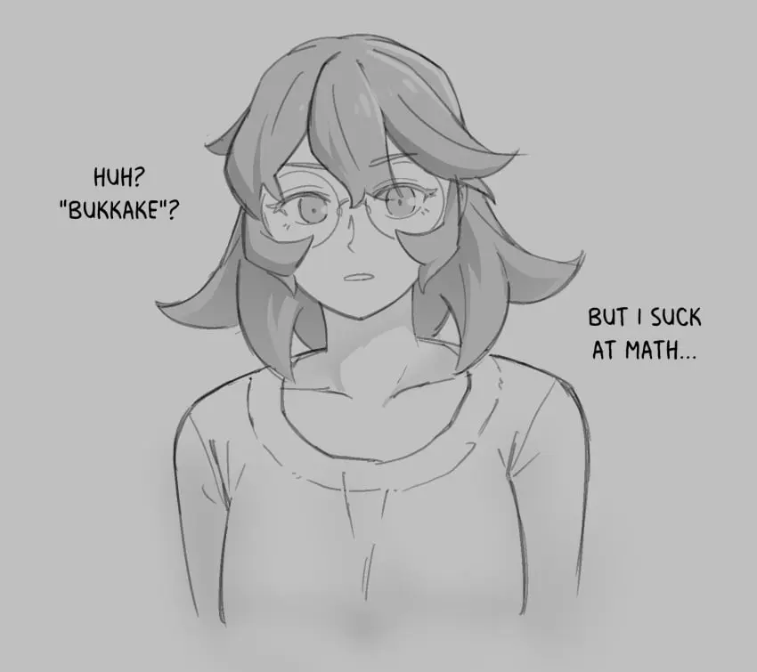 Image 1girls,female,female_only,short_hair,sole_female,solo_female,glasses,text,funny,stupid,lewdismug,vibrantrida,rida_(vibrantrida)
