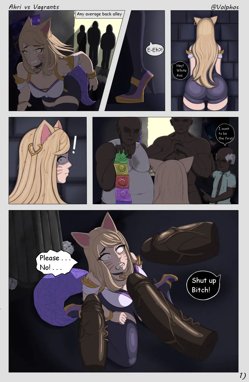 Image 1girls,female,light-skinned_female,light_skin,male,penis,thighhighs,yellow_eyes,big_penis,dark-skinned_male,dark_skin,interracial,veiny_penis,tagme,scared,comic,comic_page,high_heels,looking_at_penis,fox_ears,fox_girl,fox_tail,rape,k/da_series,league_of_legends,3boys,gangbang,gangrape,condom_wrapper,ugly_bastard,imminent_rape,cock_shock,ahri,constricted_pupils,vagrant,volphos