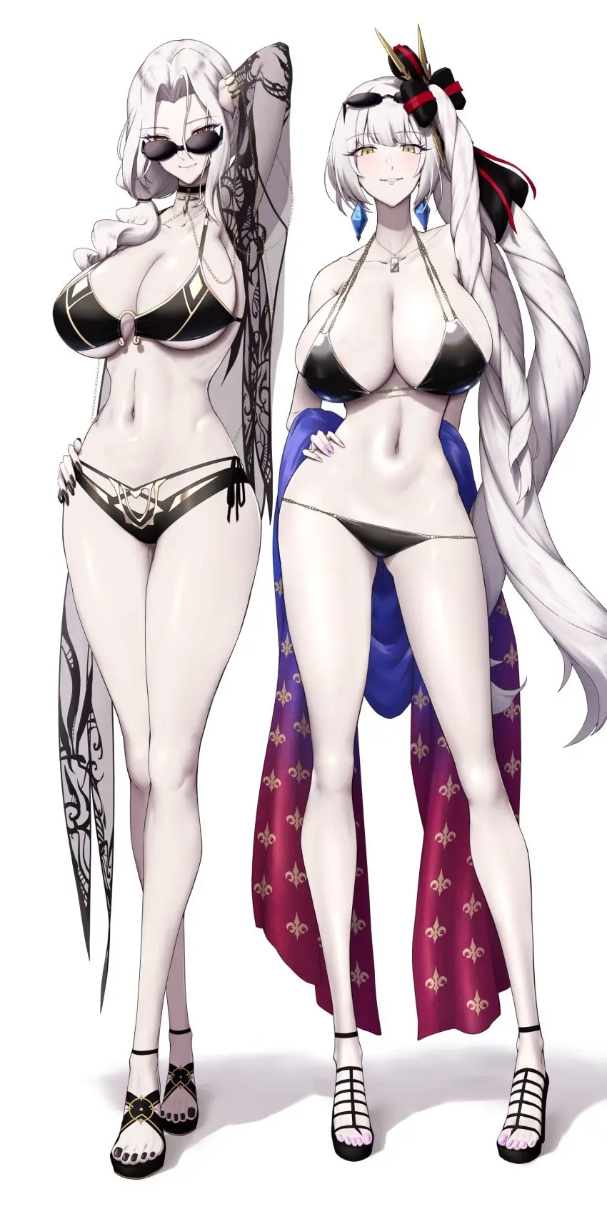 Image breasts,female,hi_res,light-skinned_female,light_skin,long_hair,white_hair,2girls,bikini,thick_thighs,wide_hips,huge_breasts,pale-skinned_female,pale_skin,side_ponytail,fate_(series),naughty_face,fate/stay_night,marie_antoinette_(alter)_(fate),carmilla_(fate),carmilla_(swimsuit_rider),shiroshisu