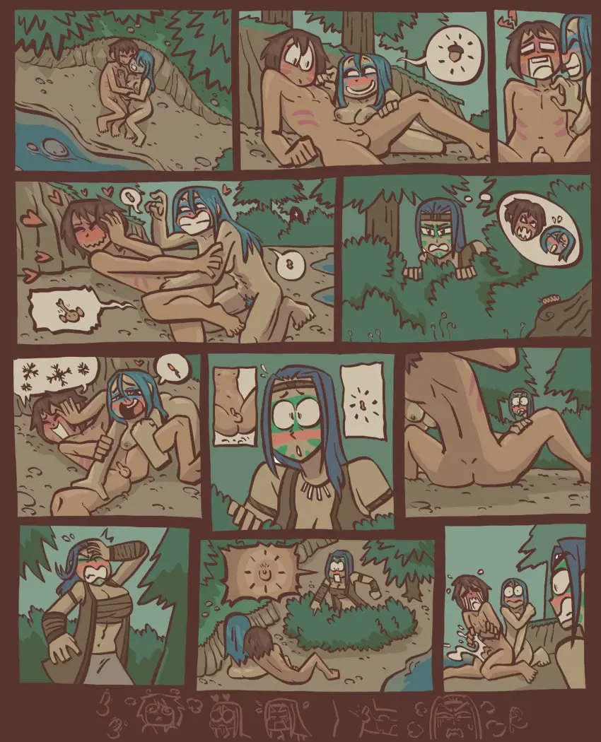 Image breasts,female,nipples,1boy,2girls,cum,male,nude,penis,pussy,straight,ass,uncensored,erection,embarrassed,balls,original,original_character,testicles,pubic_hair,comic,forest,forest_background,penis_awe,small_penis_humiliation,samrockwell420,male_and_female_focus,wilderness