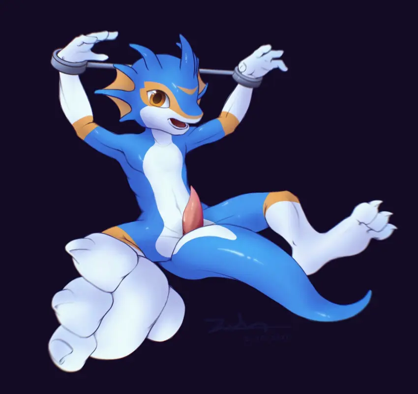Image hi_res,solo,male,penis,solo_focus,anthro,mythology,genitals,claws,toe_claws,bondage,glistening,glistening_body,blue_body,fin,marine,scalie,mythological_creature,dragon,mythological_scalie,aquatic_dragon,head_fin,fishy_fizz