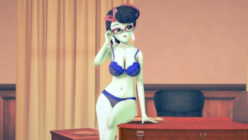 Image 1girls,big_breasts,breasts,female,female_only,human,large_breasts,solo,humanized,navel,bra,underwear,earrings,cleavage,lingerie,solo_female,glasses,sitting,mature_female,3d,ear_piercing,koikatsu,equestria_girls,friendship_is_magic,hasbro,my_little_pony,office,desk,hornydogo,principal_cinch