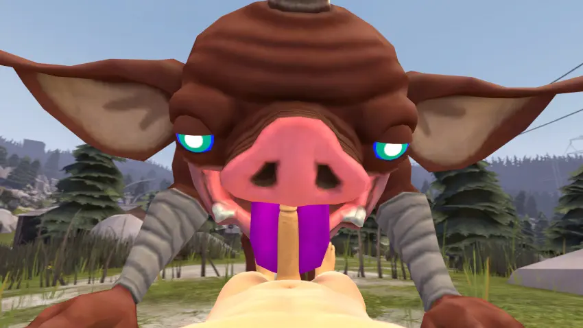 Image licking_penis,male,nude,penis,tongue_out,lying,tongue,male_only,yaoi,anthro,naked,monster,3d,outdoors,sfm,breath_of_the_wild,the_legend_of_zelda,penis_lick,link,source_filmmaker,purple_tongue,bokoblin,supaphreak