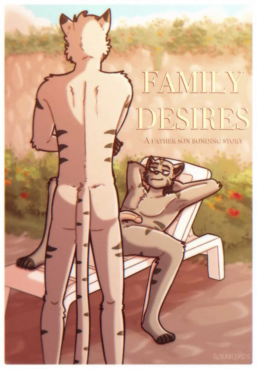 Image hi_res, smile, male, nude, penis, tail, ass, bedroom_eyes, seductive, duo, humanoid_penis, male/male, digital_media_(artwork), hair, anthro, text, half-closed_eyes, flaccid, fur, genitals, grey_body, grey_fur, mammal, english_text, feline, narrowed_eyes, humanoid_genitalia, markings, plant, felid, domestic_cat, felis, cover, incest_(lore), parent_(lore), age_difference, father_(lore), father_and_child_(lore), parent_and_child_(lore), fur_markings, cover_page, flirting, shrub, father_and_son_(lore), parent_and_son_(lore), son_(lore), solarlewds, cover_art, jinx_(solarlewds), lawn_chair, poster_design, simon_(solarlewds)
