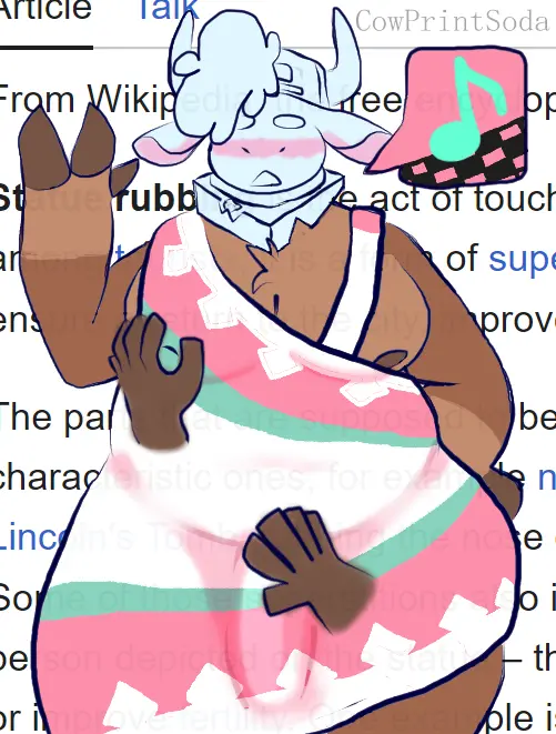 Image blush,clothing,nipples,solo,male,penis,belly,anthro,shocked,looking_pleasured,bulge,penis_outline,genitals,mammal,horn,ear_blush,surprise,genital_outline,bovid,bovine,hooves,detailed_bulge,rubbing,animate_inanimate,moobs,pseudo_hair,disembodied_hand,cattle,for_a_head,object_head,sculpture,statue,toga,wikipedia,cowprintsoda,biteki_(cowprintsoda),living_statue,vaporwave