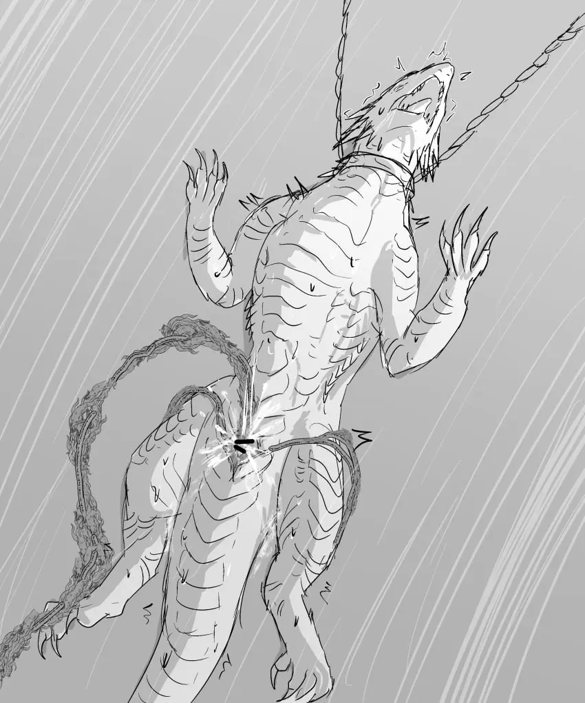 Image female,solo,legs_apart,cumming,scalie,grey_background,monsterverse,shimo_(kaiju)