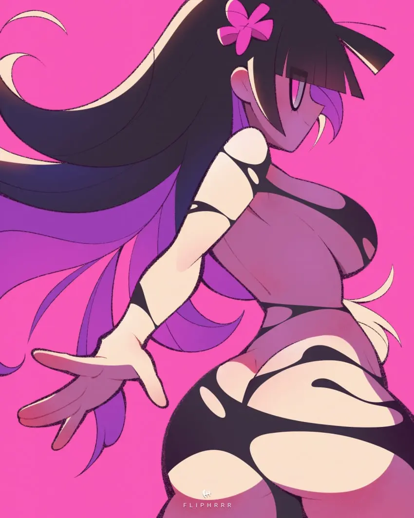 Image very_long_hair,black_hair,pink_eyes,thick_ass,original,original_character,edith_(fliphrrr),flipherrrr,fliphrrr,black_goo