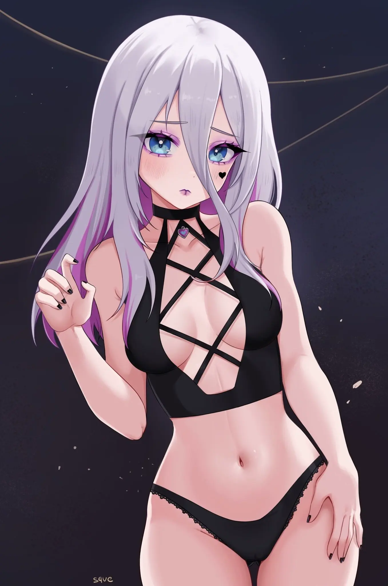 Image female,white_hair,lingerie,solo_female,dead_by_daylight,dbd,heart_tattoo,sable_ward