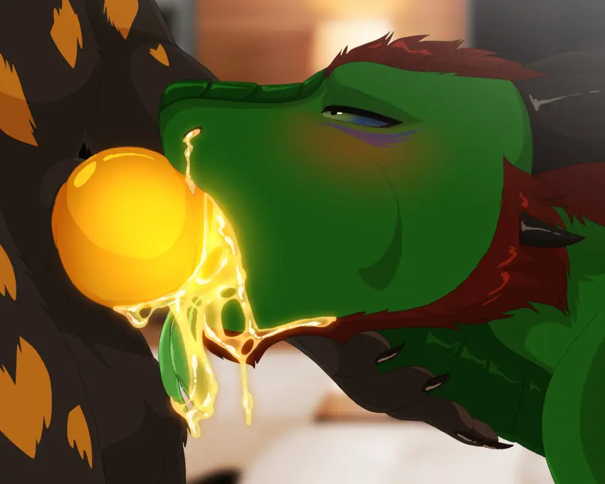 Image hi_res,cum,cum_in_mouth,male,oral,penis,tongue_out,tongue,sex,duo,fellatio,male/male,side_view,balls,anthro,cum_inside,mythology,genital_fluids,bodily_fluids,fur,genitals,scalie,penile,animal_genitalia,knot,sheath,mythological_creature,dragon,mythological_scalie,forked_tongue,lawkie