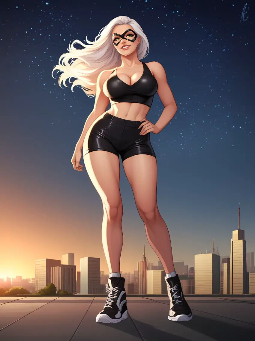 Image 1girls,breasts,female,female_only,light-skinned_female,light_skin,solo,white_hair,voluptuous,ai_generated,cleavage,sideboob,solo_female,green_eyes,voluptuous_female,curvy,curvy_body,curvy_female,curvy_figure,hourglass_figure,curvaceous,curves,marvel,marvel_comics,curvaceous_body,inner_sideboob,black_cat_(marvel),felicia_hardy,infiniteskull