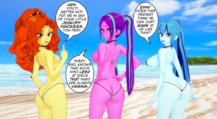 Image big_breasts,breasts,female,female_only,human,large_breasts,long_hair,looking_at_viewer,blue_hair,red_hair,ass,big_ass,looking_back,small_breasts,two_tone_hair,beach,orange_hair,purple_skin,text,medium_breasts,purple_hair,3d,disgusted,yellow_body,micro_bikini,3d_(artwork),koikatsu,english_text,2024,blue_body,purple_body,large_ass,3girls,speech_bubble,equestria_girls,friendship_is_magic,hasbro,my_little_pony,middle_finger,looking_back_at_viewer,trio,blue_sky,yellow_skin,blue_skin,hands_on_hips,english_dialogue,twitter_link,insult,insulting_viewer,adagio_dazzle,aria_blaze,sonata_dusk,misunderstoodsecrets,the_dazzlings,turquoise_body