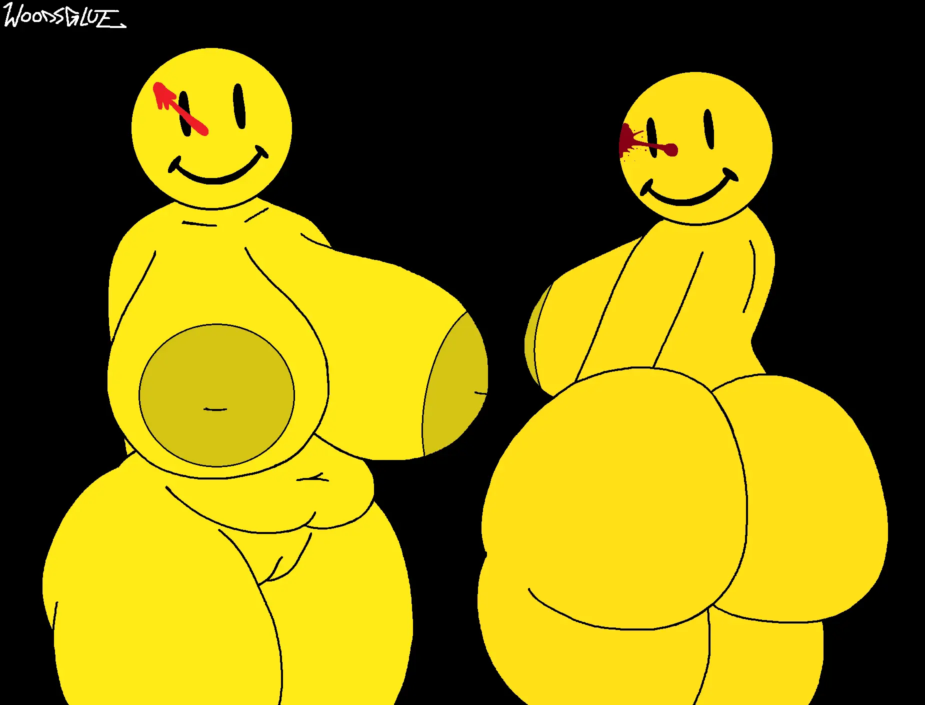 Image big_breasts,breasts,female,2girls,multiple_girls,pussy,big_ass,thick_thighs,huge_breasts,inverted_nipples,slightly_chubby,yellow_body,big_areolae,watchmen,woodsglue