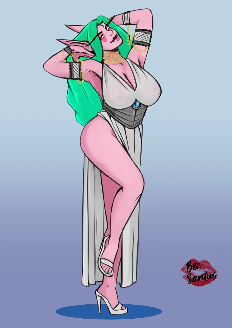Image 1girls,big_breasts,breasts,female,thick_thighs,voluptuous,wide_hips,purple_skin,voluptuous_female,night_elf,warcraft,world_of_warcraft,pinup,green_hair,high_heels,see-through,see-through_clothing,blizzard_entertainment,tyrande_whisperwind,becsantus
