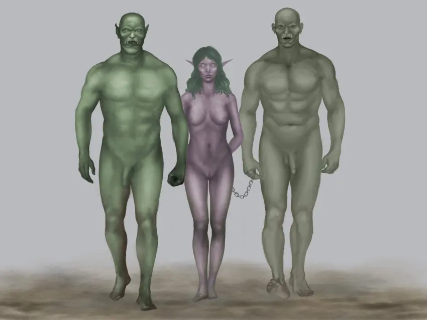 Image 1girls,female,male,nude,pussy,2boys,purple_skin,green_skin,night_elf,warcraft,world_of_warcraft,green_hair,restrained,captured,defeated,blizzard_entertainment,horde_domination,orc,orc_male,orced,arms_behind_back,defeated_heroine,tyrande_whisperwind,bdrew