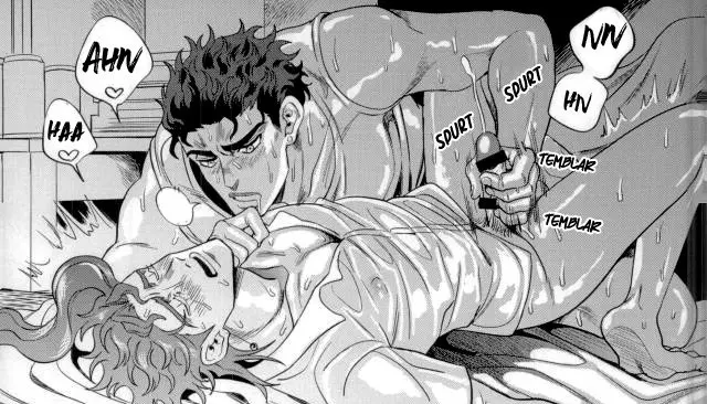 Image cum,male,penis,muscular,muscular_male,2boys,male_only,yaoi,gay,masturbation,jojo's_bizarre_adventure,greyscale,stardust_crusaders,masturbating_other,jotaro_kujo,noriaki_kakyoin,amarans