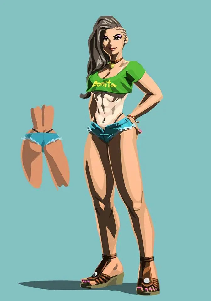 Image breasts,brown_eyes,female,female_only,long_hair,smile,solo,standing,black_hair,navel,choker,blue_background,female_focus,thighs,athletic,smiling,bare_midriff,underboob,hair,piercing,legs,nail_polish,busty,tanline,tan_lines,black_panties,fit,fit_female,footwear,rear_view,short_sleeves,asymmetrical_hair,bracelet,eyeshadow,shorts,lipstick,mascara,thong,skimpy,skimpy_clothes,abs,toenail_polish,navel_piercing,athletic_female,highleg,full_body,pink_nails,g-string,sandals,toned,crop_top,green_clothing,long_legs,street_fighter,blue_shorts,png,model_sheet,brazilian,toned_stomach,official_art,hands_on_hips,denim_shorts,jean_shorts,tan,tall_female,green_topwear,black_thong,hotpants,pink_eyeshadow,highleg_panties,side_shave,knees,pink_toenails,street_fighter_v,cel_shading,cornrows,green_shirt,whale_tail,light_blue_background,brazilian_female,cyan_background,swimsuit_tan,laura_matsuda