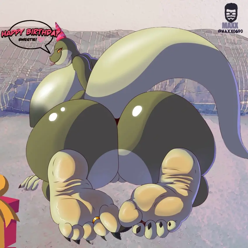 Image breasts,clothing,female,hi_res,pussy,ass,hat,barefoot,headwear,feet,headgear,anthro,foot_fetish,mature_female,soles,genitals,non-mammal_breasts,2024,reptile,scalie,toenail_polish,wrinkles,toes,toe_ring,1:1,humanoid_feet,third-party_edit,wrinkled_feet,snake,plantigrade,balloon,inflatable,black_toenails,party_hat,sharp_toenails,margret_stalizburg,maximus21