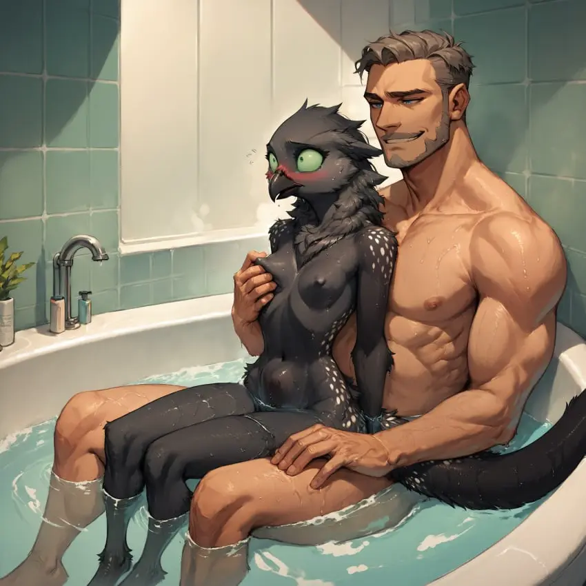 Image blush,breasts,female,grey_hair,hi_res,human,blue_eyes,male,short_hair,sex,small_breasts,duo,athletic,muscular,muscular_male,water,embarrassed,ai_generated,ambiguous_penetration,from_behind,from_behind_position,hair,male/female,size_difference,anthro,light-skinned_male,wet,shocked,small_pupils,looking_pleasured,penetration,fur,mammal,black_body,bathroom,breast_grab,stomach_bulge,interspecies,female_penetrated,male_penetrating,5_fingers,sitting_on_another,wet_body,human_on_anthro,avian,beak,fingers,athletic_female,male_penetrating_female,tuft,partially_submerged,larger_male,beard,sitting_on_lap,anthro_penetrated,black_fur,facial_hair,human_penetrating,human_penetrating_anthro,smaller_anthro,smaller_female,smaller_penetrated,hand_on_breast,spots,spotted_body,spotted_fur,pupils,long_tail,neck_tuft,thick_tail,nipple_fetish,nipple_pinch,nipple_play,pinch,chair_position,green_sclera,bathtub,constricted_pupils,wet_fur,slim_female,white_spots,oldhroft,shadow_(oldhroft),velari