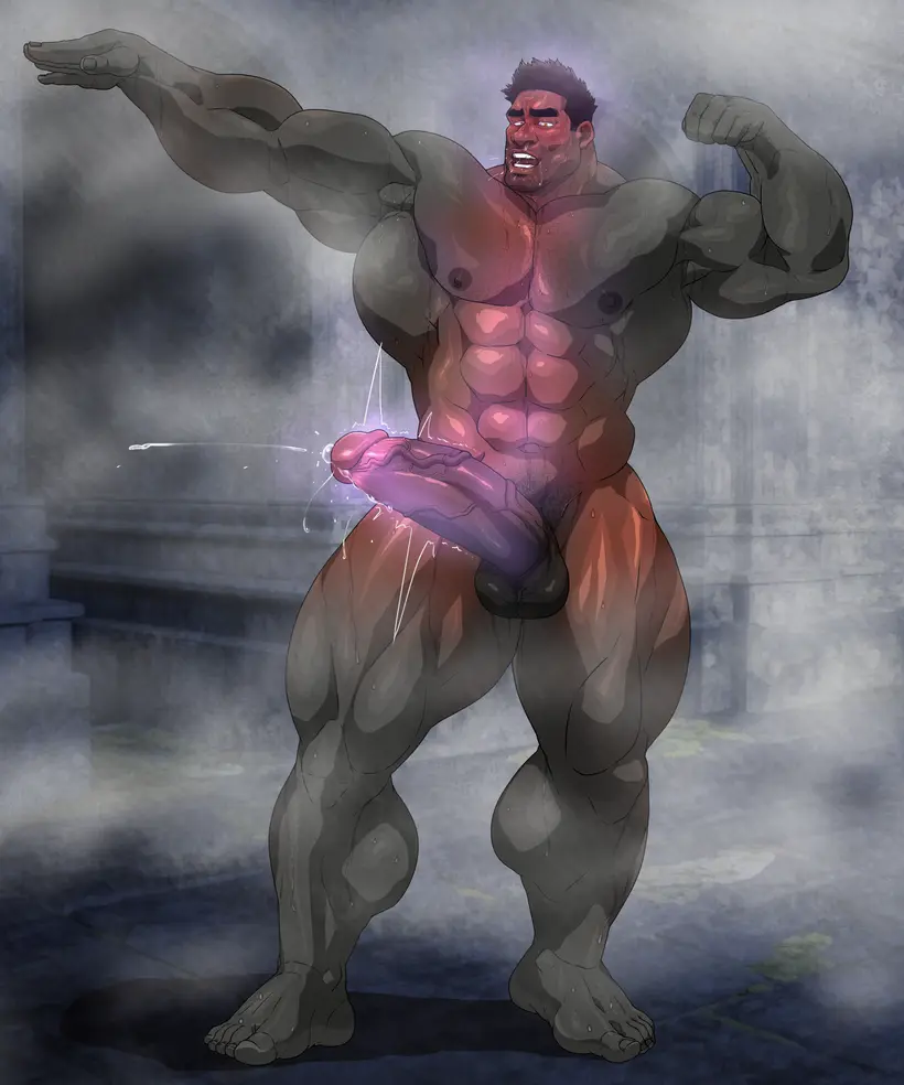 Image solo,male,nude,penis,sweat,big_penis,erection,muscular,armpits,male_only,yaoi,balls,posing,bara,precum,sweating,solo_male,boner,muscles,musk,armpit,flexing,petrification,hitenmaru