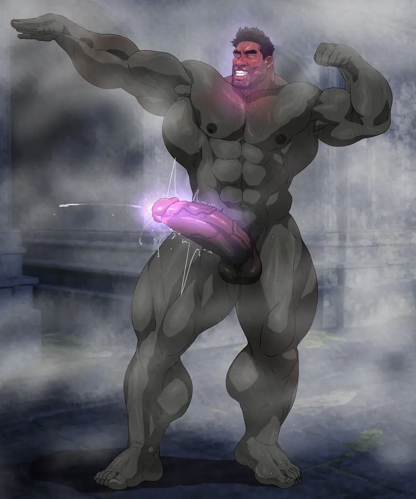 Image solo,male,nude,penis,sweat,big_penis,erection,muscular,armpits,male_only,yaoi,balls,posing,bara,precum,sweating,solo_male,boner,muscles,musk,armpit,flexing,petrification,hitenmaru