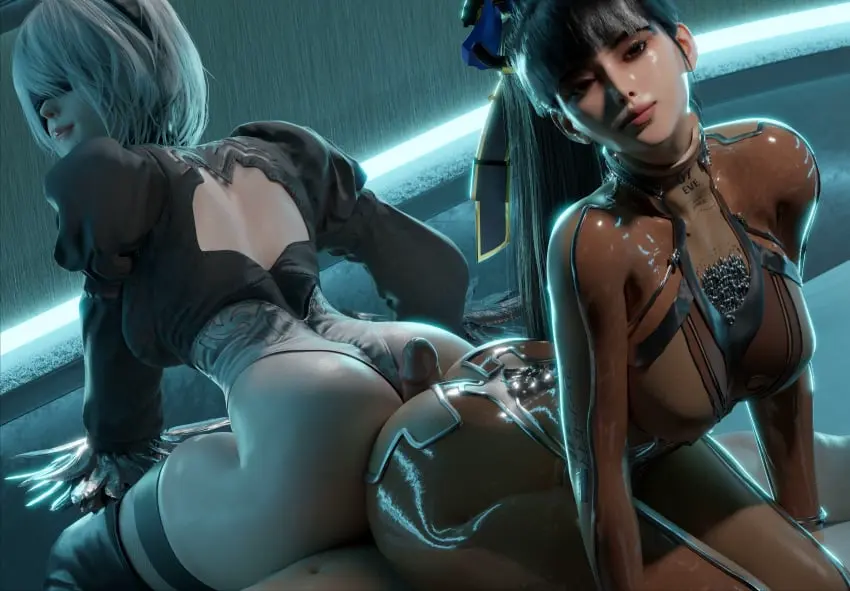 Image breasts,female,long_hair,looking_at_viewer,shiny_skin,smile,white_hair,1boy,2girls,male,multiple_girls,straight,threesome,ass,buttjob,hot_dogging,thick_thighs,tagme,medium_breasts,thick_ass,sitting,stockings,3d,blender,ass_focus,big_thighs,thick_hips,thick_legs,smaller_male,sitting_on_person,eve_(stellar_blade),leotard,stellar_blade,asian_female,crossover,robot,robot_girl,eye_patch,butt_crack,penis_between_ass,nier:_automata,yorha_2b,suit,android,ass_to_ass,latex_suit,assjob,double_buttjob,tall_female,android_girl,alternate_version_at_source,gretdb,skin_suit_(stellar_blade),collaborative_hot_dogging,penis_between_buttocks,double_assjob,penis_between_cheeks,butts_touching,transparent_latex