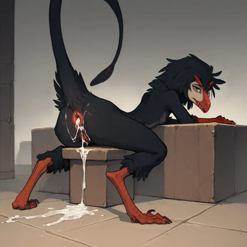 Image female,hi_res,solo,black_hair,cum,cum_string,pussy,feet,ai_generated,cum_in_ass,hair,anthro,cum_inside,anus,sitting,slim,half-closed_eyes,after_sex,grey_eyes,genital_fluids,bent_over,cum_on_ass,bodily_fluids,genitals,rear_view,black_body,horn,leaking_cum,narrowed_eyes,avian,beak,raised_tail,cum_pool,digitigrade,puffy_anus,stretched_anus,messy_hair,long_tail,cum_from_ass,scuted_arms,scutes,slim_female,scuted_legs,tan_face,oldhroft,toothed_beak,nevrean
