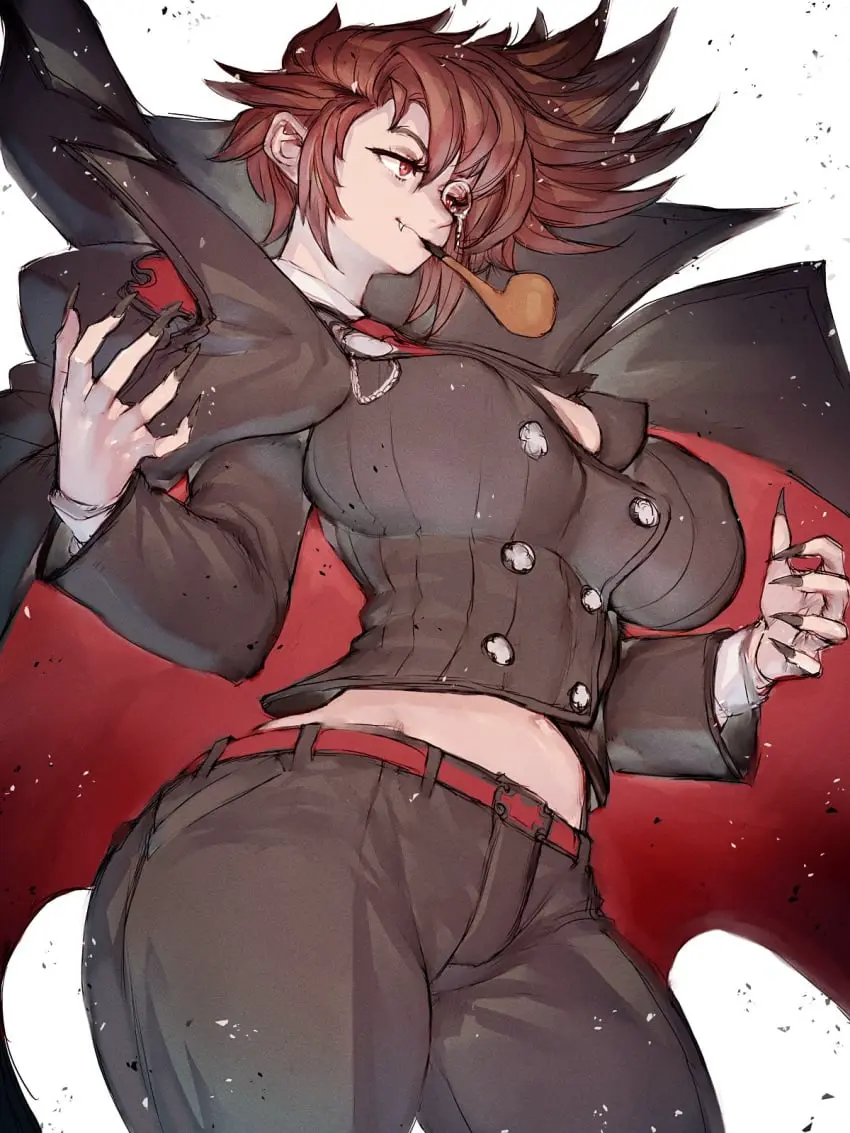 Image big_breasts,breasts,brown_eyes,clothed,female,large_breasts,light-skinned_female,light_skin,thick_thighs,thighs,fang,belly,belly_button,huge_breasts,thick,monster_girl,pale-skinned_female,busty,curvy,pale_skin,brown_hair,vampire,vampire_girl,curves,rule_63,smoking,brunette_hair,genderswap_(mtf),genderswap,tummy,arc_system_works,smoking_pipe,guilty_gear,vampiress,guilty_gear_strive,pipe,fumio_(rsqkr),slayer_(guilty_gear)