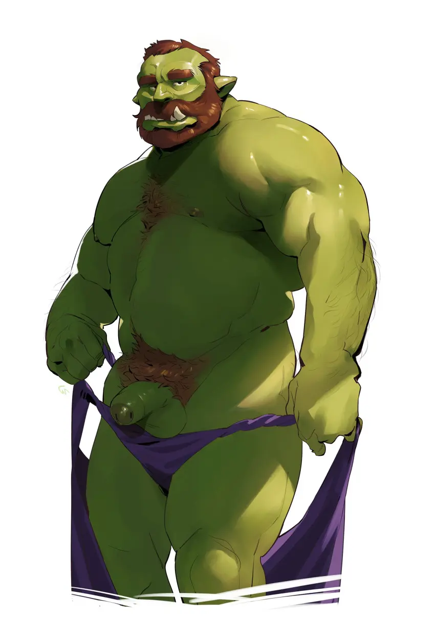 Image clothing,hi_res,looking_at_viewer,simple_background,solo,standing,white_background,male,nude,penis,humanoid,muscular,male_only,yaoi,belly,balls,absurd_res,bara,2022,flaccid,slightly_chubby,genitals,biceps,pecs,foreskin,uncircumcised,male_focus,undressing,pubes,beard,orc,orc_male,muscles,bottomwear,tusks,facial_hair,arm_hair,body_hair,masculine_male,muscular_arms,muscular_legs,muscular_thighs,mature_male,chest_hair,forearms,musclegut,loincloth,deltoids,triceps,forearm_muscles,belly_hair,loincloth_removed,forearm_hair,doodlrenzo,putting_on_underwear