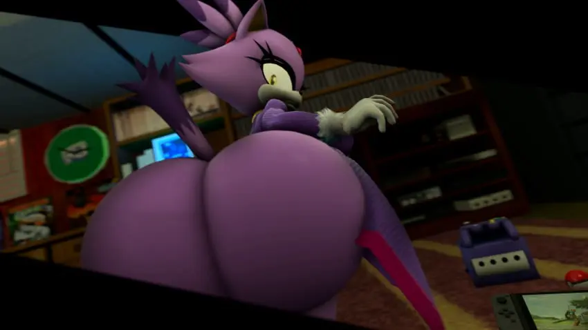 Image 1girls,female,looking_at_viewer,furry,ass,big_ass,big_butt,bubble_ass,bubble_butt,huge_ass,huge_butt,looking_back,catgirl,anthro,ass_focus,feline,sega,sonic_(series),sonic_the_hedgehog_(series),pantsless,butt_focus,blaze_the_cat,doppoarts