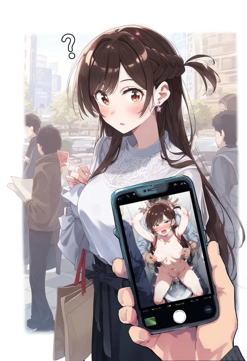 Image 1girls,blush,breasts,brown_eyes,clothing,female,looking_at_viewer,nipples,nude,female_focus,sex,ai_generated,clothed_female,nude_female,brown_hair,pov,pov_eye_contact,bondage,tied_up,?,holding_phone,phone,toilet,phone_screen,blackmail,pinching_nipples,ruined_reputation,kanojo_okarishimasu,mizuhara_chizuru,juxtaposition,photo_comparison,photographic_proof
