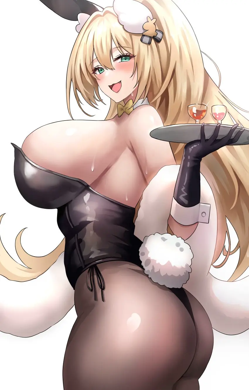 Image 1girls,breasts,female,hi_res,light-skinned_female,light_skin,long_hair,gloves,cute_fang,ass,thick_thighs,huge_breasts,blonde_hair,green_eyes,bunny_ears,bunny_girl,goddess_of_victory:_nikke,bunny_tail,bunnysuit,large_ass,leotard,pantyhose,gyaru,rupee_(nikke),jasony