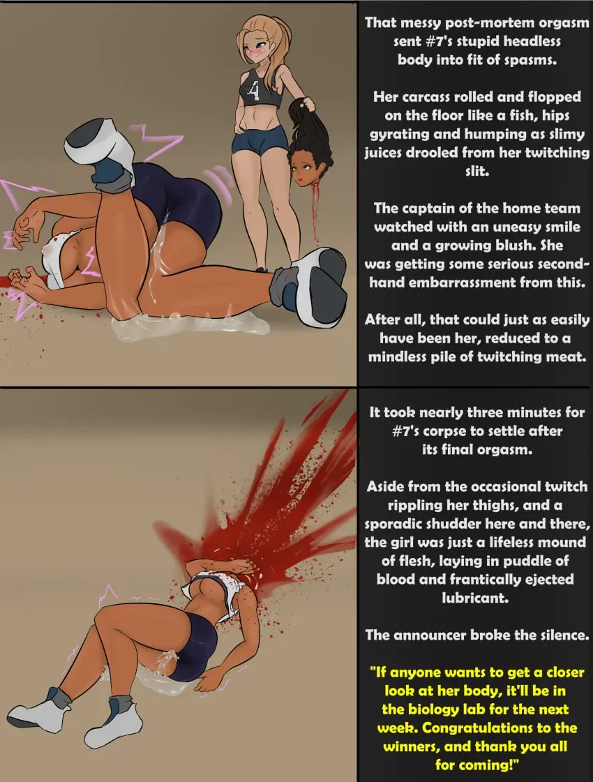 Image female,2girls,multiple_girls,pussy_juice,blood,comic,erect_nipples,gore,convulsions,death,decapitation,guro,female_death,chalk_(artist)