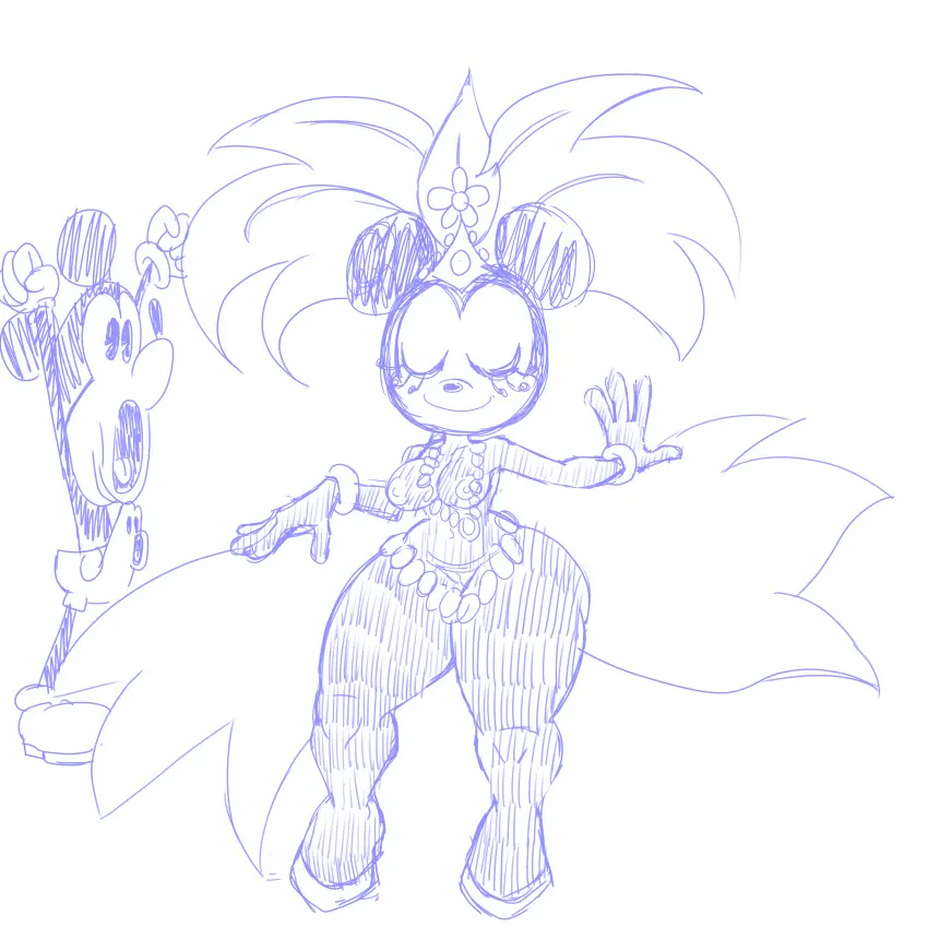 Image 1girls,female,white_background,1boy,male,anthro,public_domain,shortstack,mickey_mouse,minnie_mouse,samba,cokicoki-s