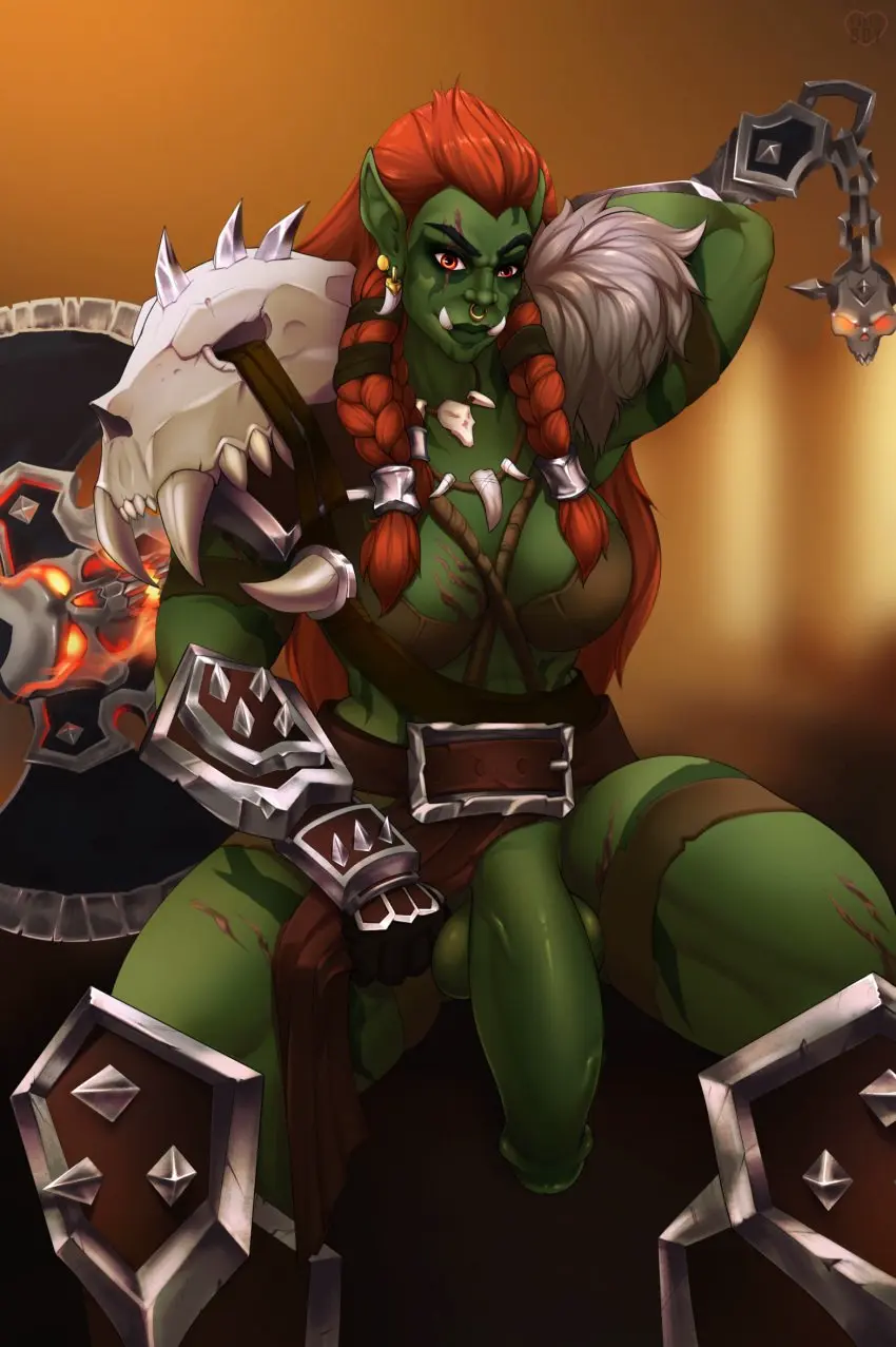 Image breasts,clothed,clothing,hi_res,looking_at_viewer,solo,penis,big_penis,futanari,humanoid_penis,intersex,artist_name,digital_media_(artwork),jewelry,orange_hair,shaded,balls,hair,huge_cock,anthro,piercing,green_skin,necklace,presenting,flaccid,genitals,holding_object,clothing_aside,ear_piercing,2024,biped,green_body,scar,humanoid_genitalia,holding_weapon,weapon,glans,humanoid_pointy_ears,eye_scar,facial_scar,braided_hair,skull,orc,armor,bone,bottomwear,tusks,green_penis,portrait,presenting_penis,melee_weapon,ring_piercing,nose_piercing,nose_ring,blurred_background,facial_piercing,loincloth,three-quarter_portrait,chest_scar,holding_melee_weapon,axe,loincloth_aside,bottomwear_aside,orc_futa,penis_to_the_knees,septum_piercing,septum_ring,battle_axe,leg_scar,v3nusbby
