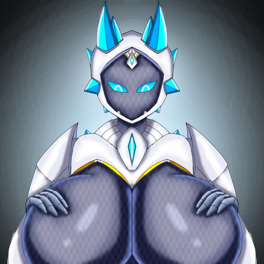 Image 1girls,big_breasts,breasts,female,blue_eyes,original_character,black_body,oc,robot,robot_girl,skurth66,freeze_(skur)