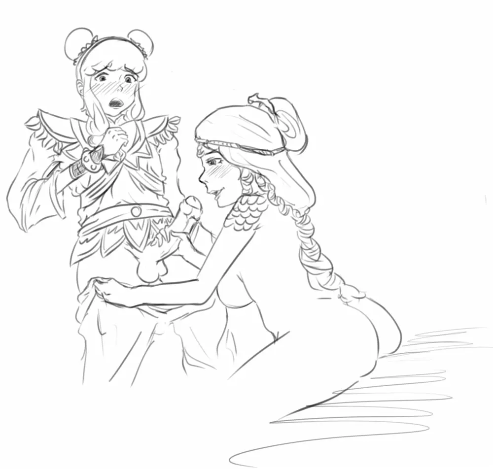 Image 1girls,blush,female,1boy,male,asian_mythology,mythology,smite,handjob,sketch,chinese_mythology,nu_wa_(smite),hi-rez_studios,ne_zha_(smite),ashur_(artist)