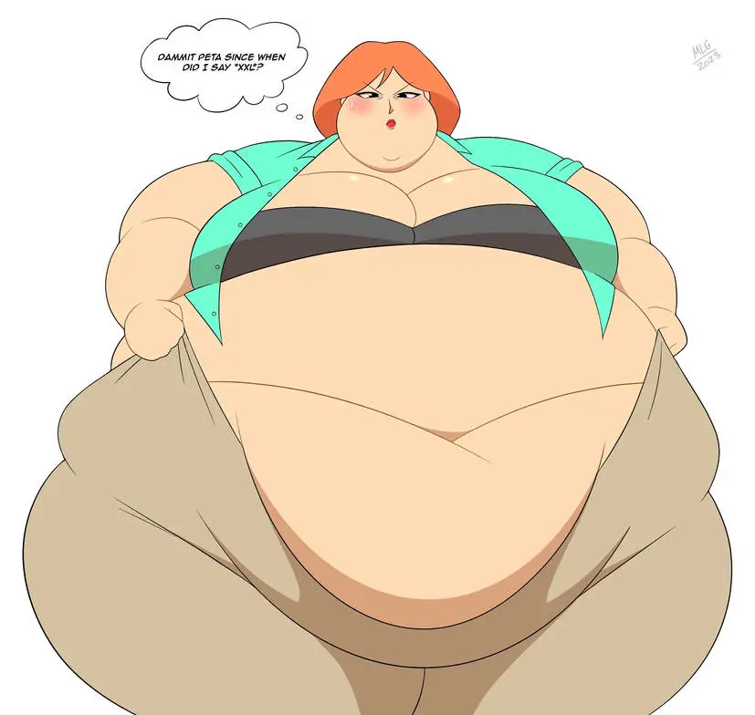Image breasts,exposed_breasts,female,wide_hips,huge_breasts,fat_ass,thick_ass,tight_clothing,fat_fetish,morbidly_obese,ssbbw,wardrobe_malfunction,bbw,black_bra,weight_gain,family_guy,lois_griffin,exposed_belly,mrlowground,massive_belly