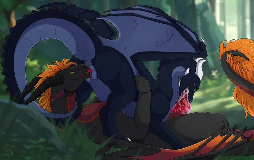Image female, hi_res, cum, cum_in_mouth, male, oral, penis, pussy, yellow_eyes, tongue, sex, duo, male/female, cum_inside, anus, mythology, original_character, red_penis, vaginal_penetration, penetration, genital_fluids, bodily_fluids, genitals, claws, horn, white_horn, cunnilingus, oral_penetration, blue_body, scales, scalie, 69_position, tree, knot, plant, mythological_creature, dragon, mythological_scalie, feral, pink_tongue, rock, grass, cum_on_penis, mane, blue_scales, white_claws, pink_anus, belly_scales, pink_pussy, red_knot, red_tongue, lumion, dirty.paws, fridaflame, orange_mane