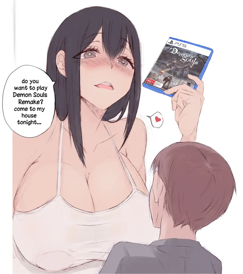 Image big_breasts,blush,breasts,female,black_hair,male,milf,artist_name,tagme,artist_request,video_games,1boy1girl,large_hair,deal,demon_souls_(remake)
