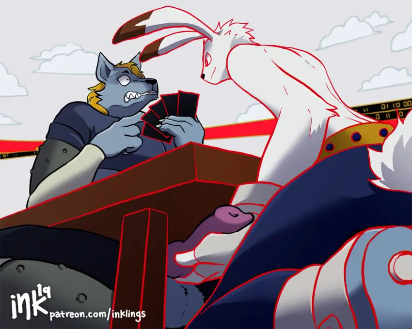 Image male,penis,furry,erection,male_only,balls,anthro,gay,canid,canine,canis,wolf,boner,canine_penis,knot,rabbit,crossover,knotted_penis,hunter_x_hunter,inklings,king_kazma,summer_wars,welfin_(hunter_x_hunter)