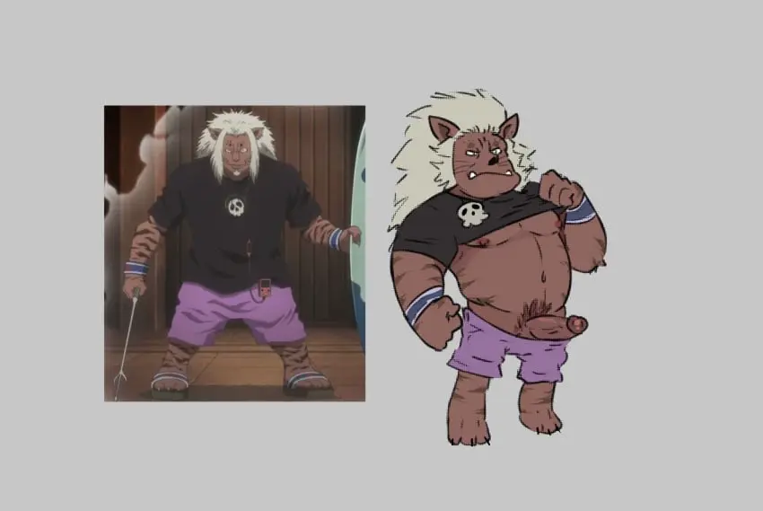 Image solo,male,penis,furry,erection,male_only,balls,anthro,shirt_lift,solo_male,boner,lion,hunter_x_hunter,leol_(hunter_x_hunter),cancan_draws