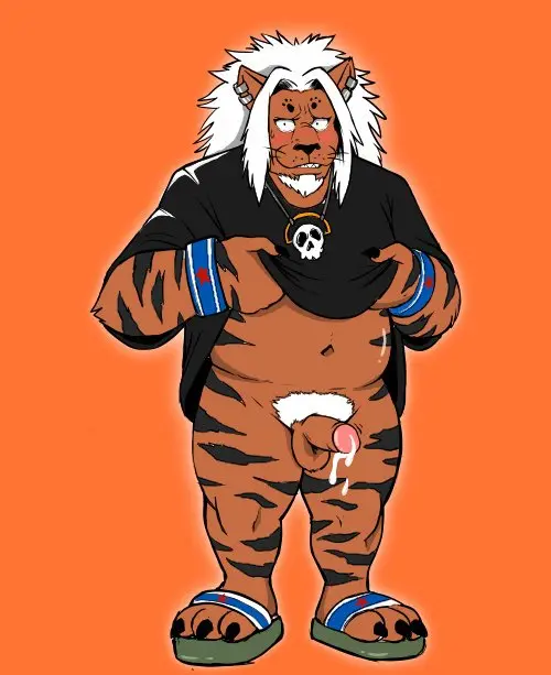 Image solo,1boy,male,penis,furry,erection,male_only,balls,anthro,shirt_lift,fat_male,solo_male,boner,fat,lion,pantsless,hunter_x_hunter,leol_(hunter_x_hunter),gabshiba