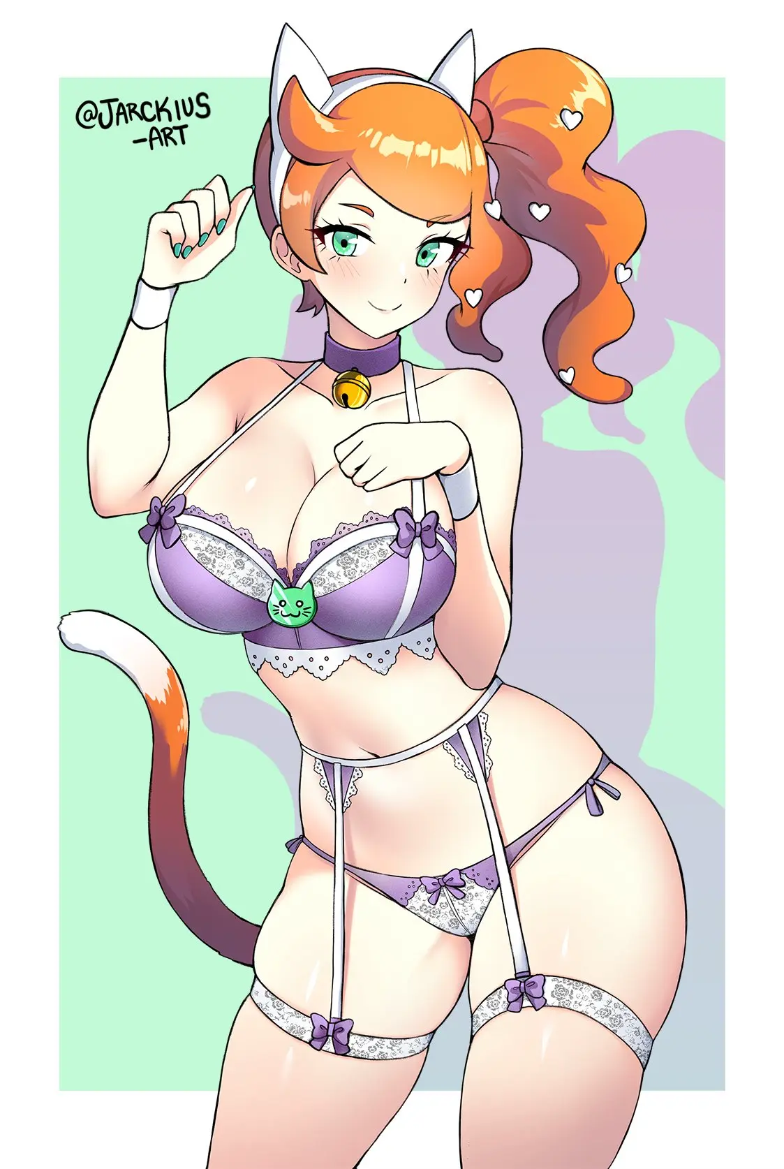 Image 1girls,breasts,female,female_only,looking_at_viewer,solo,pokemon,stockings,nintendo,collar,revealing_clothes,alternate_costume,bell_collar,pokemon_ss,sonia_(pokemon),jarckius