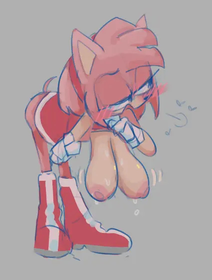 Image big_breasts,blush,breasts,clothing,female,large_breasts,motion_lines,heart,sagging_breasts,amy_rose,sega,sonic_(series),video_games,flashing,hedgehog,thelovelylair