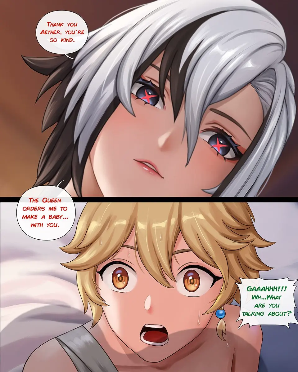 Image 1girls,big_breasts,breasts,female,long_hair,1boy,male,color,text,naked,genshin_impact,aether_(genshin_impact),dialogue,english_text,femdom,taller_girl,mihoyo,naked_male,horny_female,imminent_sex,arlecchino_(genshin_impact),wip,drawing,alexander_dinh