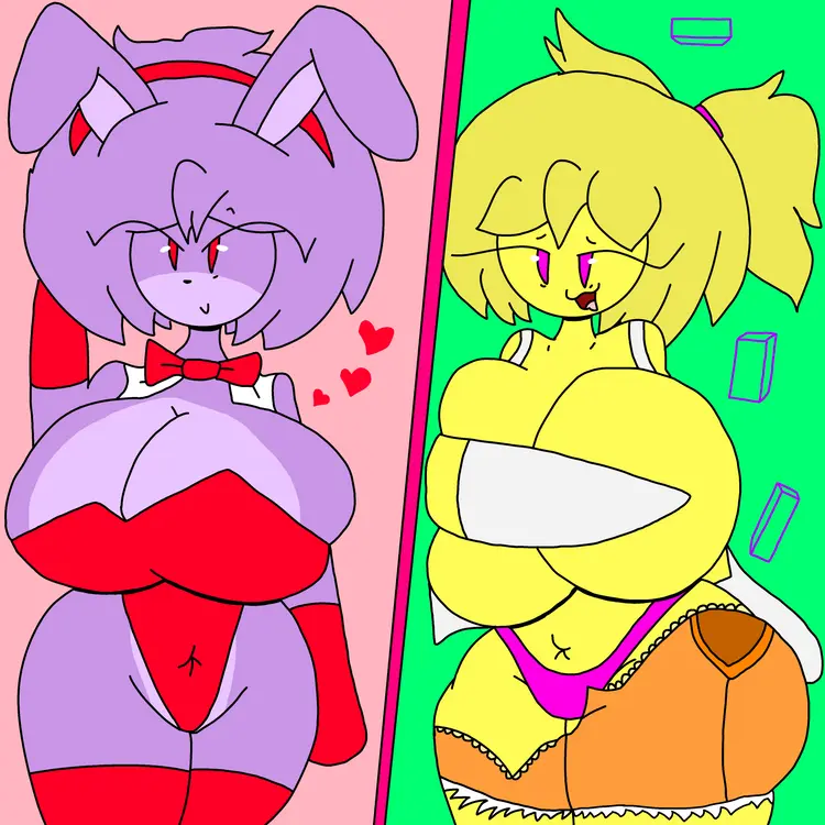 Image big_breasts,breasts,female,2girls,multiple_girls,rule_63,pink_panties,five_nights_at_freddy's,chica_(fnaf),genderswap_(mtf),bonnie_(fnaf),genderswap,five_nights_in_anime