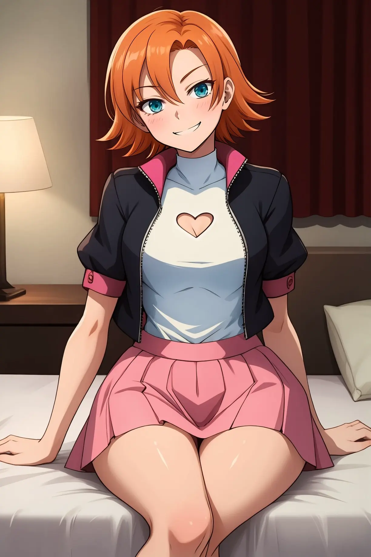 Image 1girls,female,looking_at_viewer,shiny_skin,blue_eyes,short_hair,ai_generated,orange_hair,shiny_hair,tagme,pov,rwby,nora_valkyrie,leukocrisp