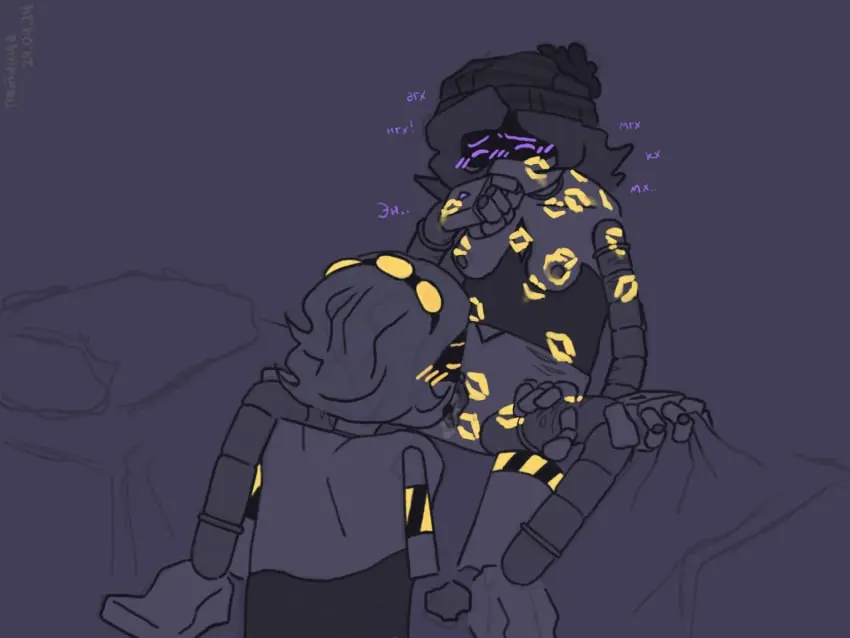 Image breasts,female,male,humanoid,male/female,2d,text,sitting,on_bed,night,precum,cunnilingus,translation_request,scars,sitting_on_bed,beanie,moan,moaning,1boy1girl,robot,robot_girl,robot_humanoid,kiss_mark,leaking_precum,robot_boy,licking_pussy,covering_mouth,moaning_in_pleasure,scars_on_thighs,murder_drones,uzi_(murder_drones),screen_face,eating_pussy,scars_all_over,n_(murder_drones),russian_text,blacklight,self_harm_scars,kiss_marks,moaning_name,robots,quiet_sex,trying_to_be_quiet,hanging_out