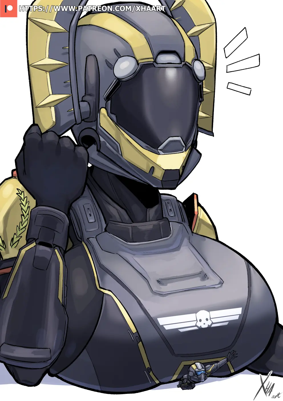 Image female,tagme,commission,giantess,rule_63,armor,helldivers,helldivers_2,helmet,genderswap_(mtf),salute,genderswap,helldiver_(helldivers),xhaart